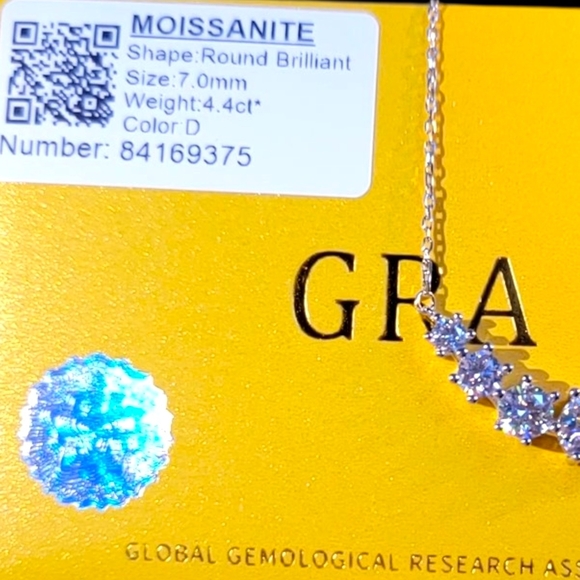 Sterling Silver Moissanite Journey Necklace - Picture 2 of 2